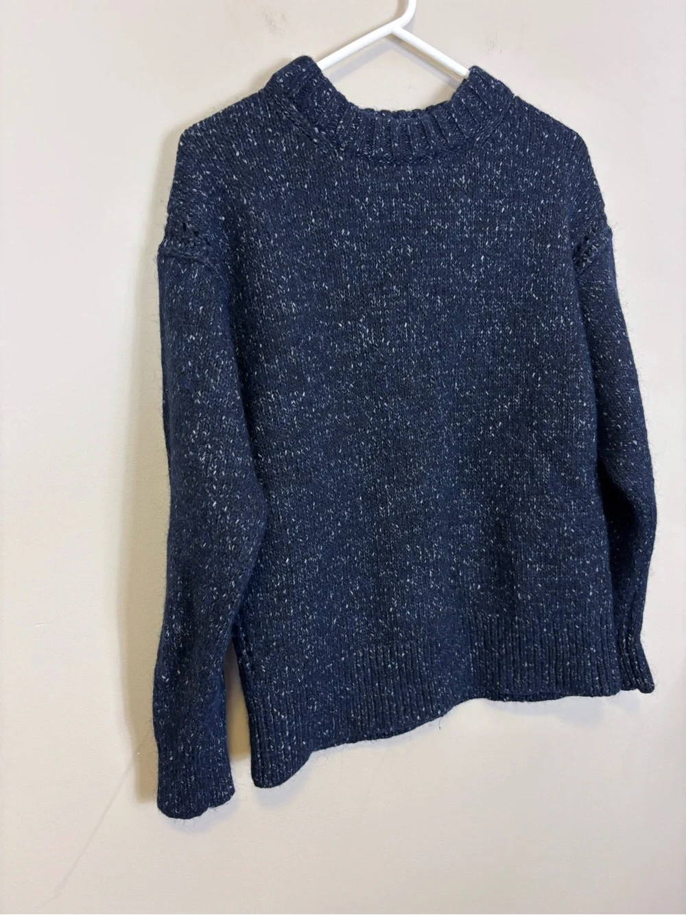J. Crew Navy Speckle Cotton & Wool Blend Crewneck Pullover Sweater Small